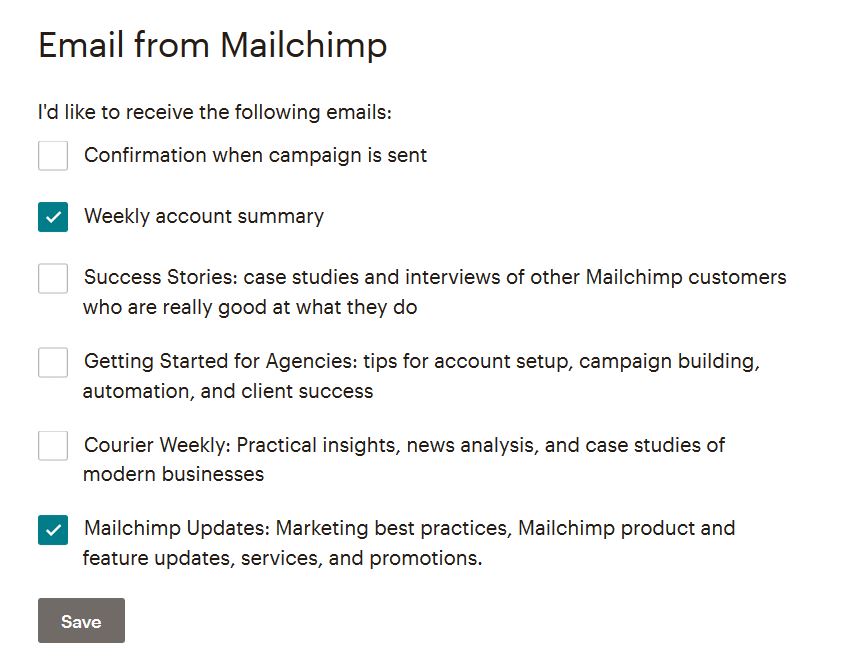 configuracion cuenta Mailchimp
